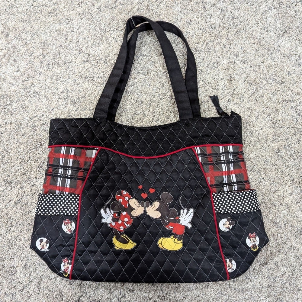 Disney Black & Red Quilted Mickey & Minnie Tote